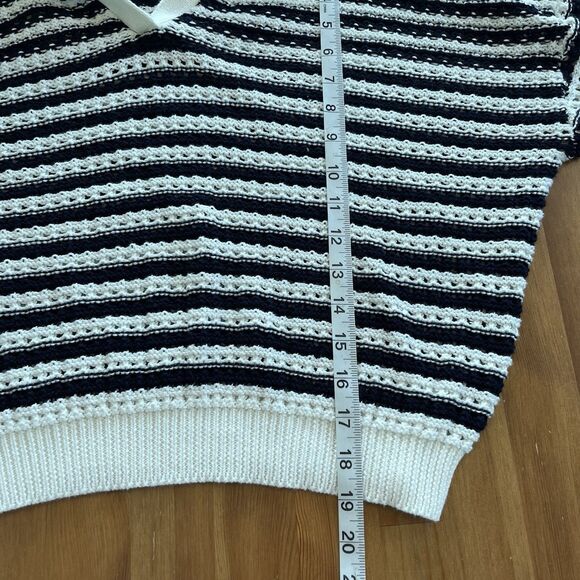 Wishlist Womens Sweater Size Large Navy White Collared Open Knit Preppy Nautical - Picture 13 of 13